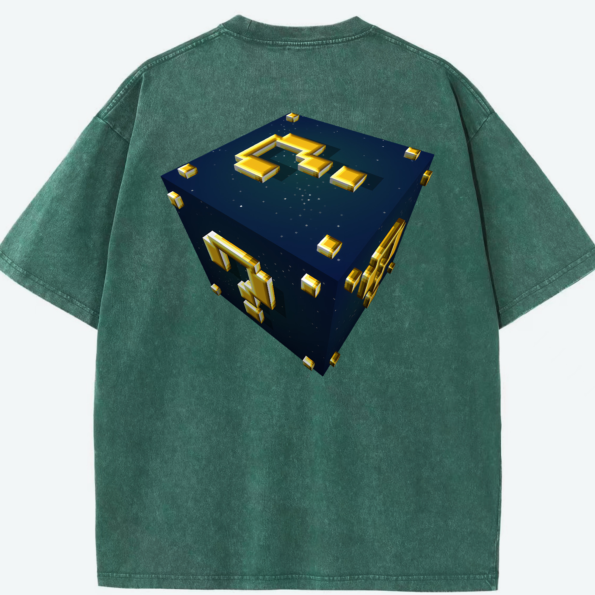 （画像用） マインクラフト ブロックの世界 Minecraft MC Block world 綿100% ヴィンテージ風 半袖Tシャツ（背面プリント）